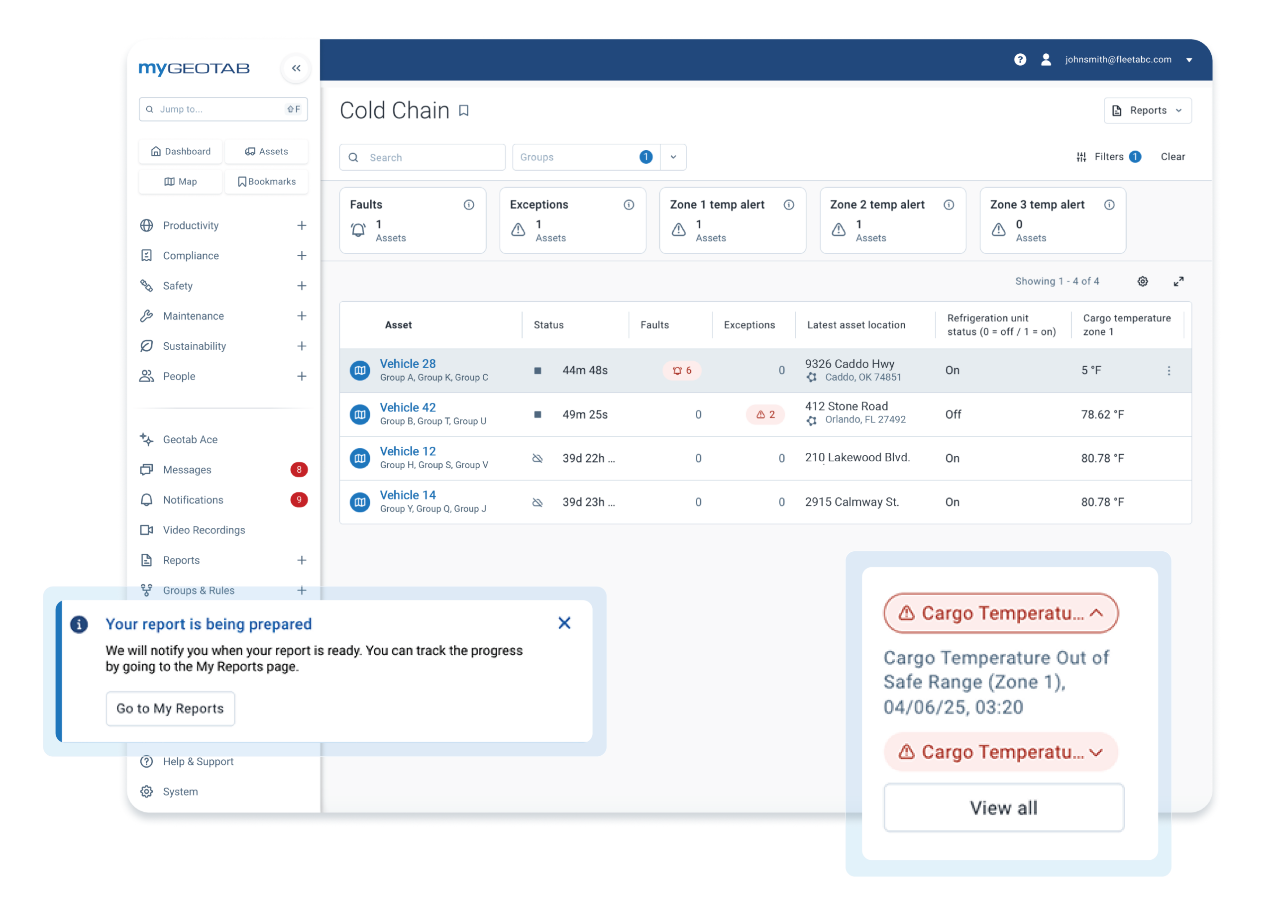Geotab Cold Chain UI Geotab Cold Chain UI